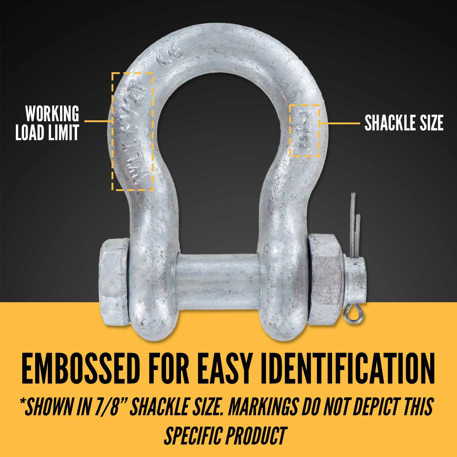 1" Galvanized Bolt Type Anchor Shackle - 8.5 Ton