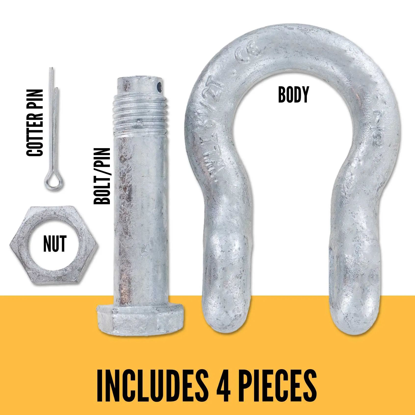 1" Galvanized Bolt Type Anchor Shackle - 8.5 Ton