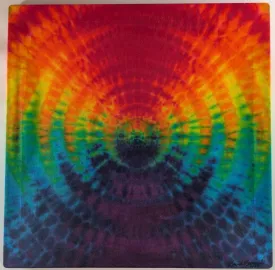 24"X24"X.75" Ripple Tie Dye on a Square Panel of Calcutta Cotton Stretched onto 24"X24" Stretcher Bars, Signed, Clear Coated