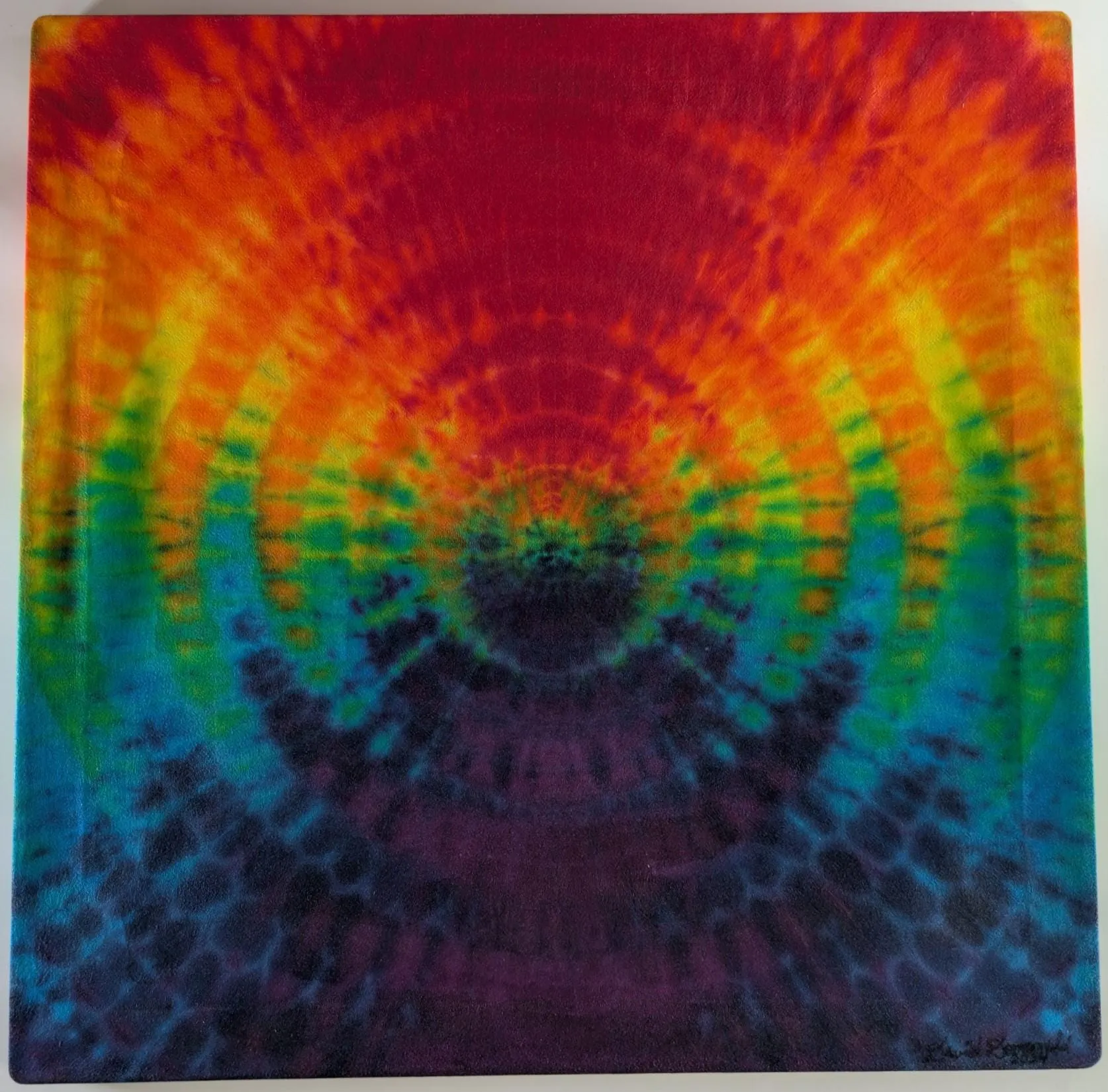 24"X24"X.75" Ripple Tie Dye on a Square Panel of Calcutta Cotton Stretched onto 24"X24" Stretcher Bars, Signed, Clear Coated