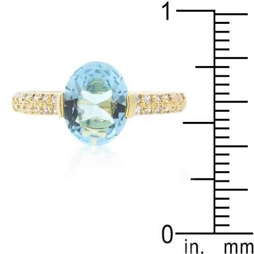 Aqua Oval Cubic Zirconia Engagement Ring