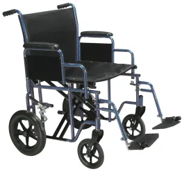 Bariatric Heavy Duty Transport Wheelchair with Swing Away Footrest, 20" Seat, Blue