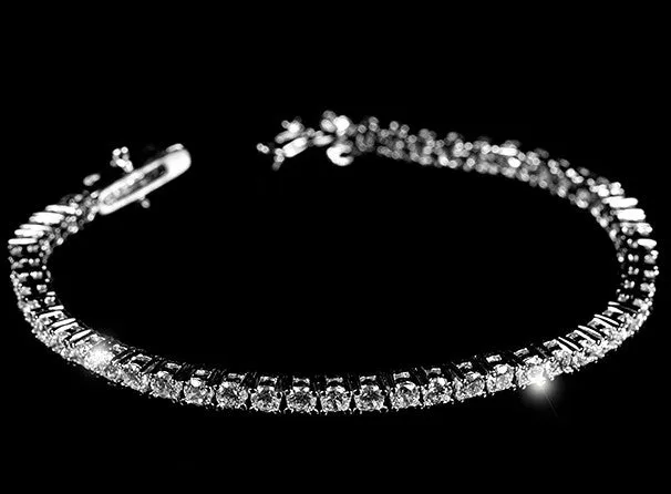 Cassidy Round CZ Silver Tennis Bracelet – 7in | 10ct