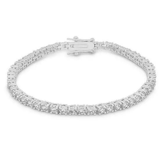 Cassidy Round CZ Silver Tennis Bracelet – 7in | 10ct