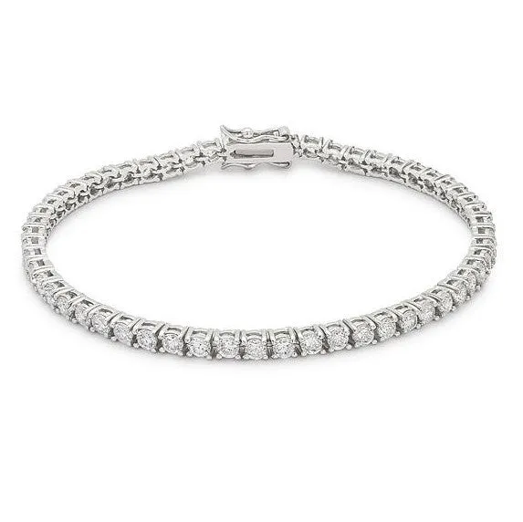 Cassidy Round CZ Silver Tennis Bracelet – 8in | 10ct