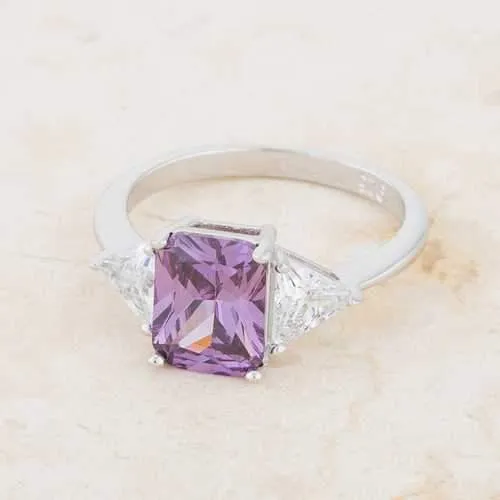 Classic Amethyst Sterling Silver Engagement Ring