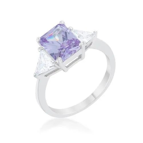 Classic Lavender White Gold Rhodium Engagement Ring