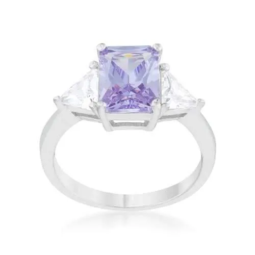 Classic Lavender White Gold Rhodium Engagement Ring