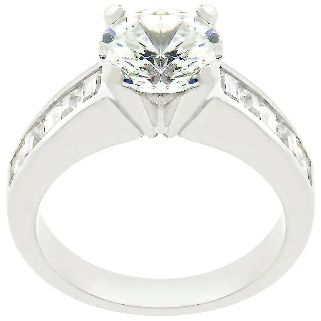 Classic Rhodium Plated Engagement Ring