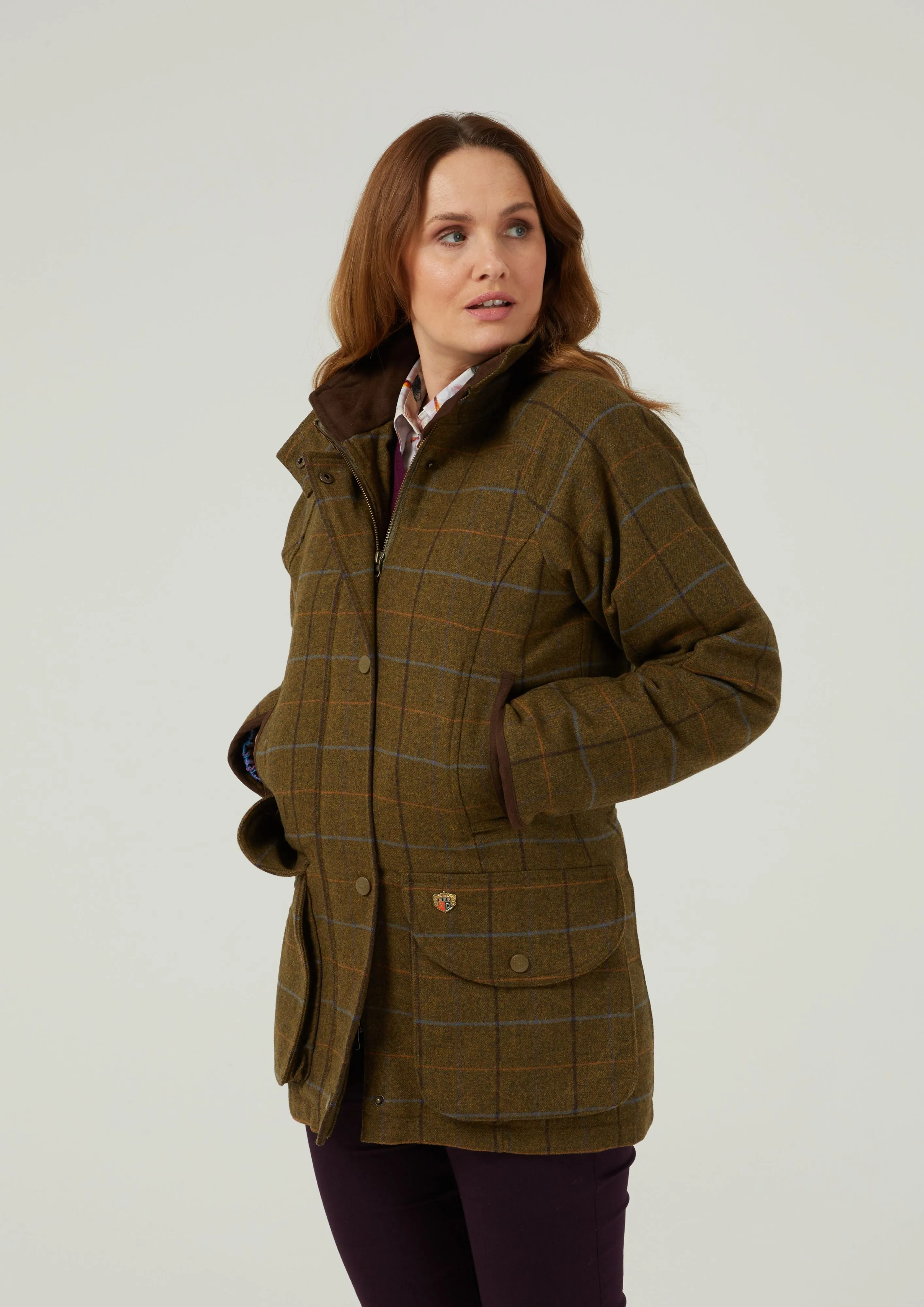 Combrook Ladies Tweed Shooting Coat In Hazel - Shooting Fit