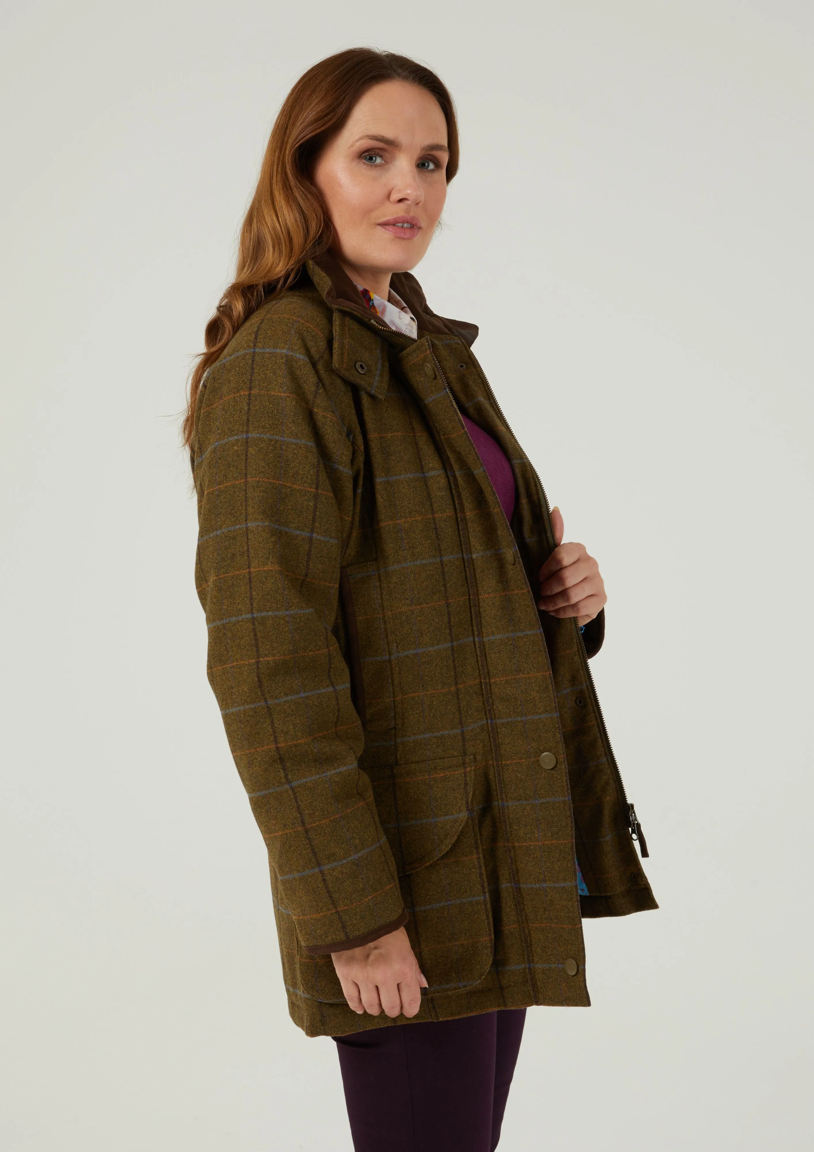 Combrook Ladies Tweed Shooting Coat In Hazel - Shooting Fit