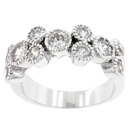 Coral Bezel Cubic Zirconia Ring