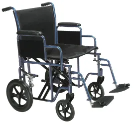 Drive Medical btr20-b Bariatric Heavy Duty Transport Wheelchair with Swing Away Footrest, 20" Seat, Blue