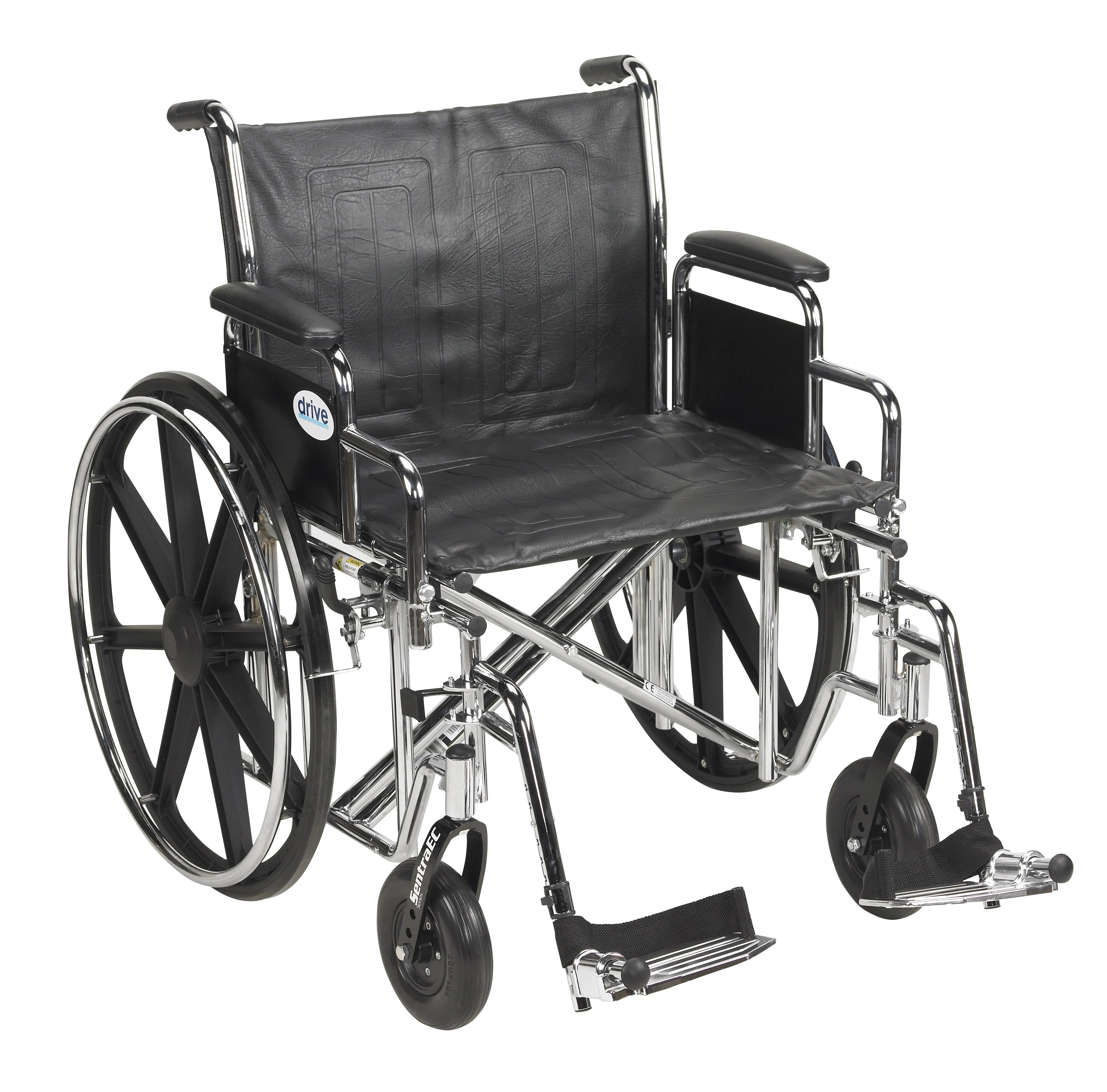 Drive Medical std22ecdda-sf Sentra EC Heavy Duty Wheelchair, Detachable Desk Arms, Swing away Footrests, 22" Seat