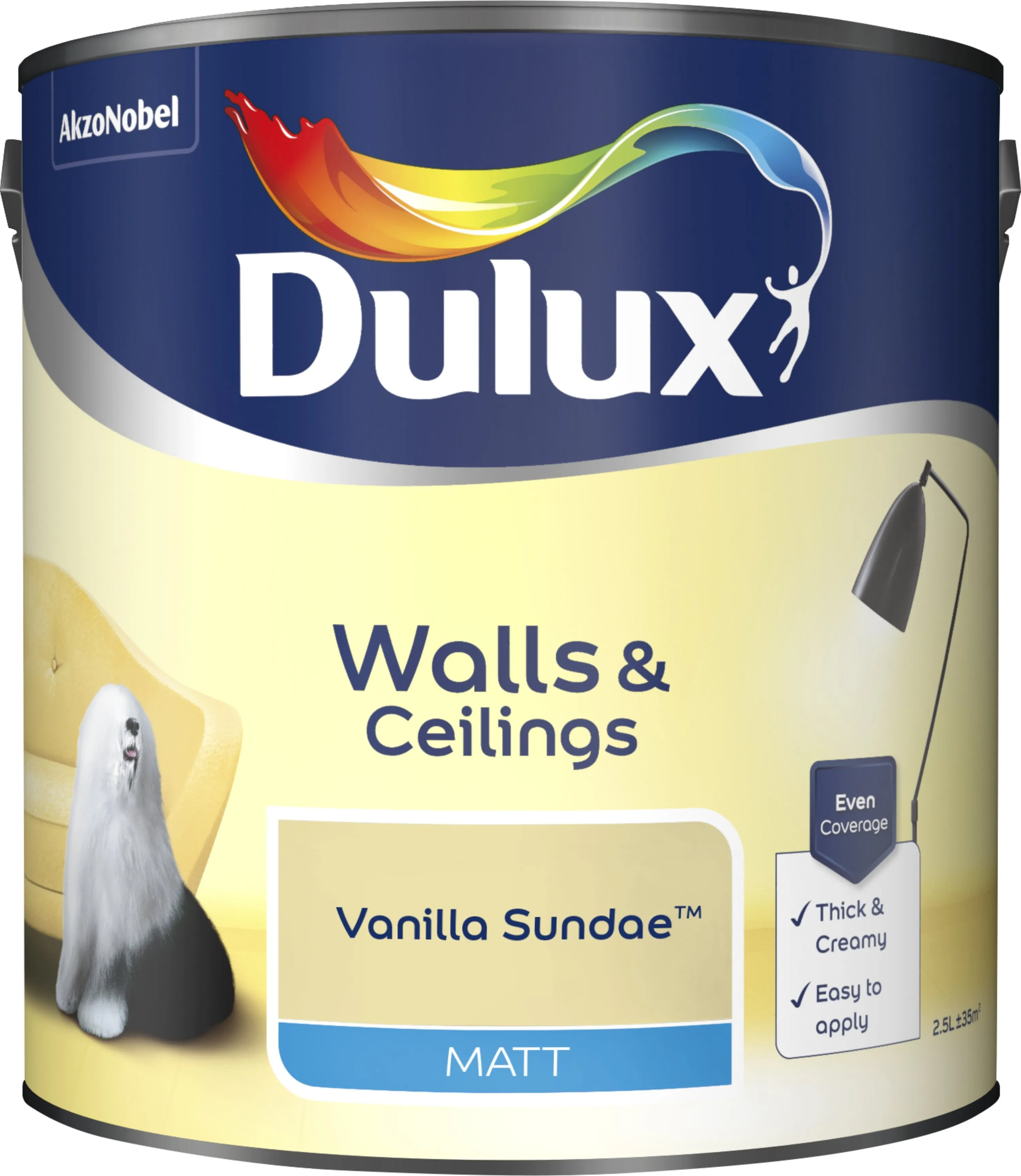 Dulux Matt Emulsion Paint For Walls And Ceilings - Vanilla Sundae 2.5L