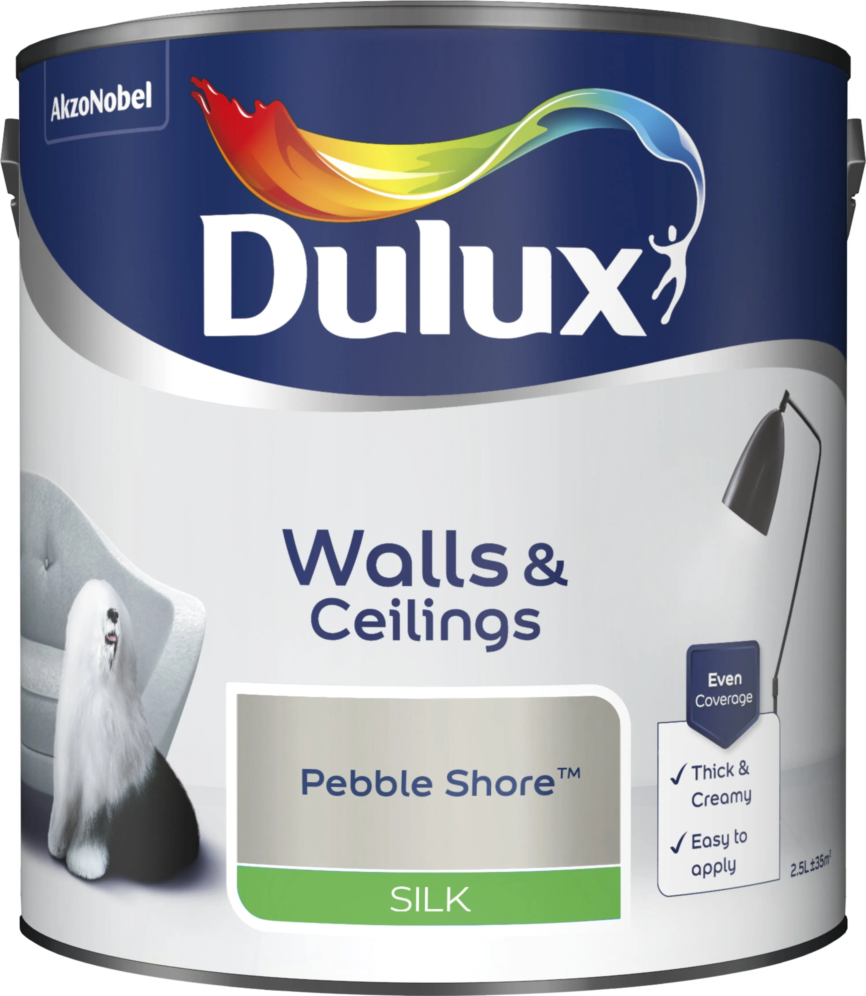 Dulux Silk Emulsion Paint For Walls And Ceilings - Pebble Shore 2.5L