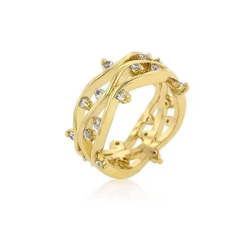 Golden Cubic Zirconia Vines Ring