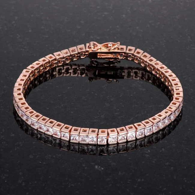 Hana Princess CZ Rose Gold Tennis Bracelet – 7in | 11ct