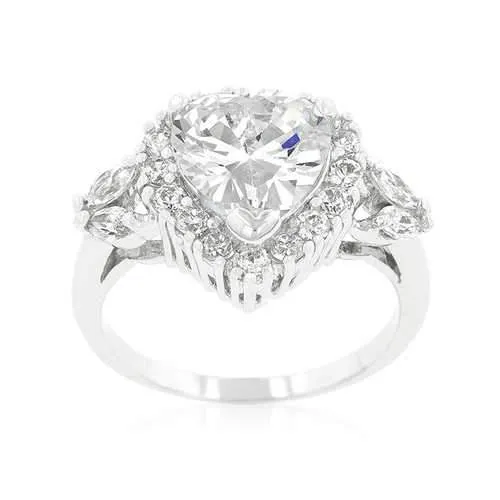 Heart Halo Engagement Ring