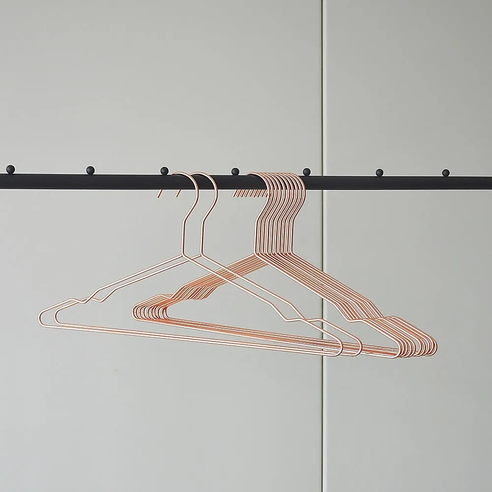 Heavy-Duty Rose Gold Wire Clothes Hangers, 30pc Set