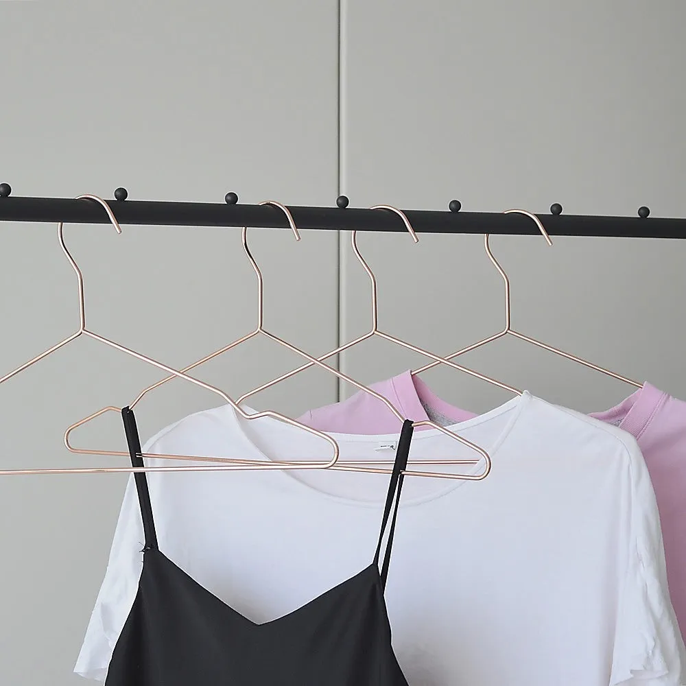 Heavy-Duty Rose Gold Wire Clothes Hangers, 30pc Set