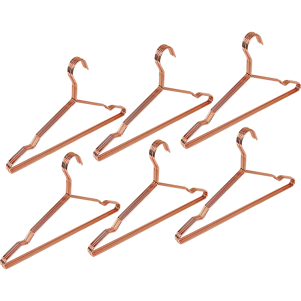 Heavy-Duty Rose Gold Wire Clothes Hangers, 30pc Set