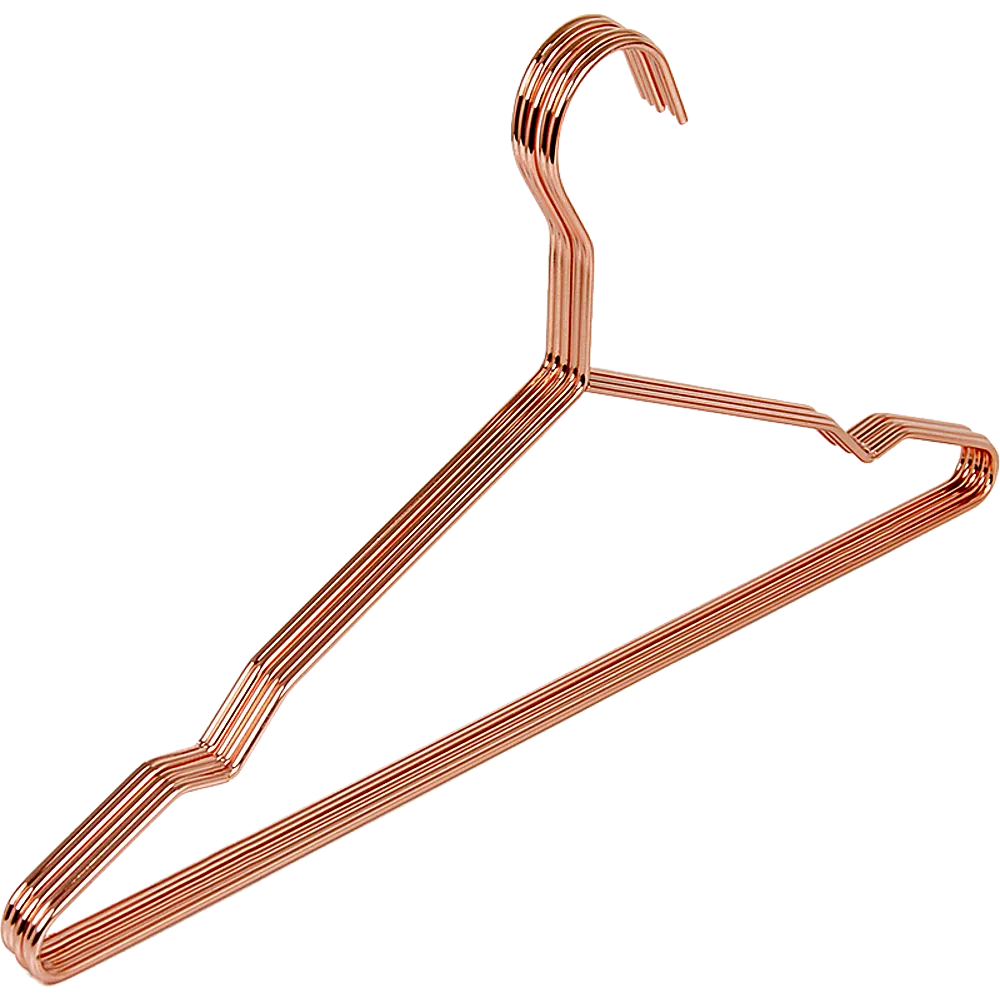 Heavy-Duty Rose Gold Wire Clothes Hangers, 30pc Set