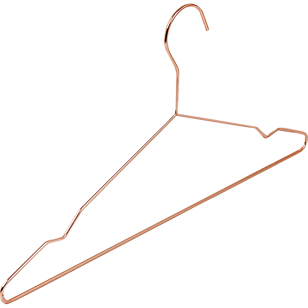 Heavy-Duty Rose Gold Wire Clothes Hangers, 30pc Set