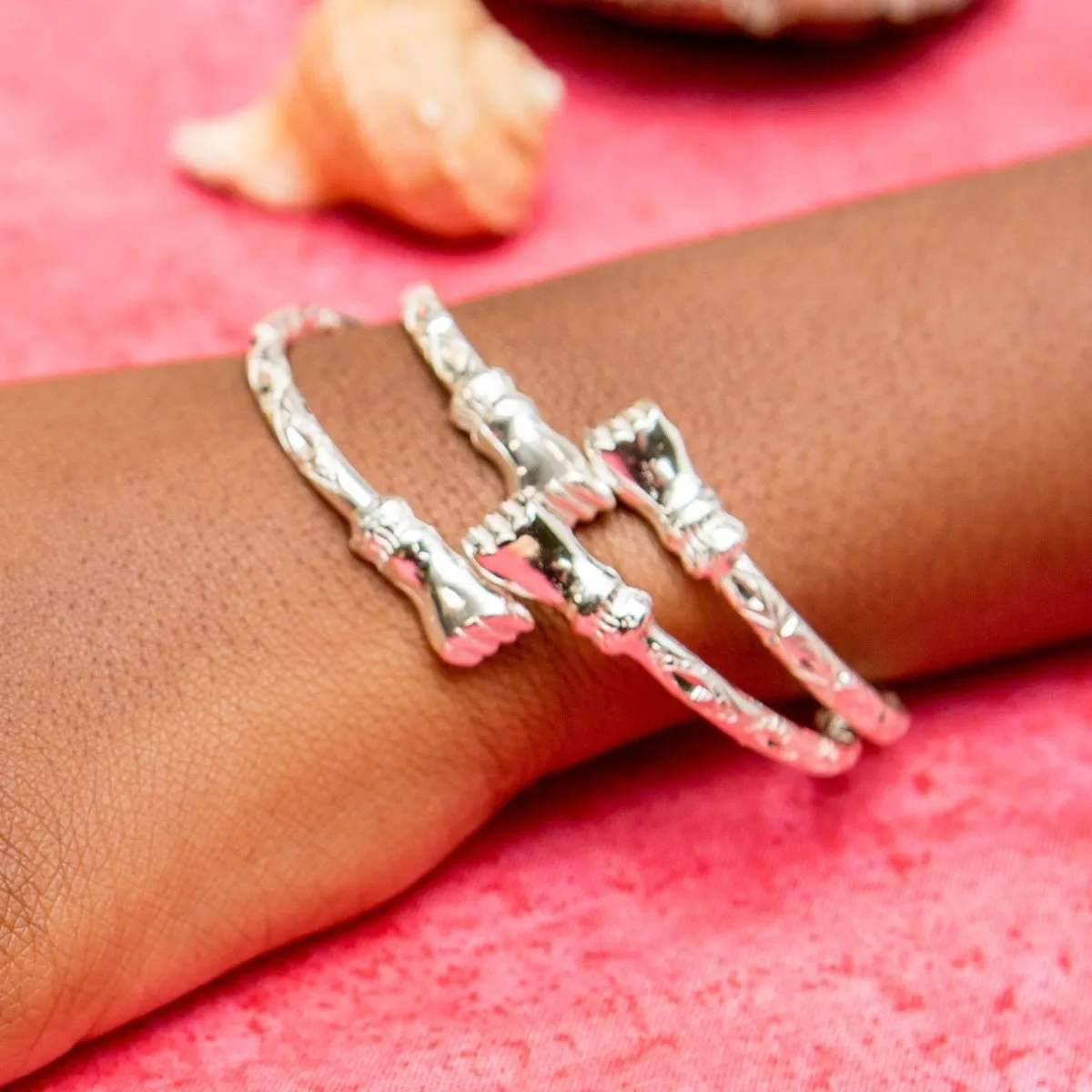 Heavy Fist Bangle with Diamante Pattern