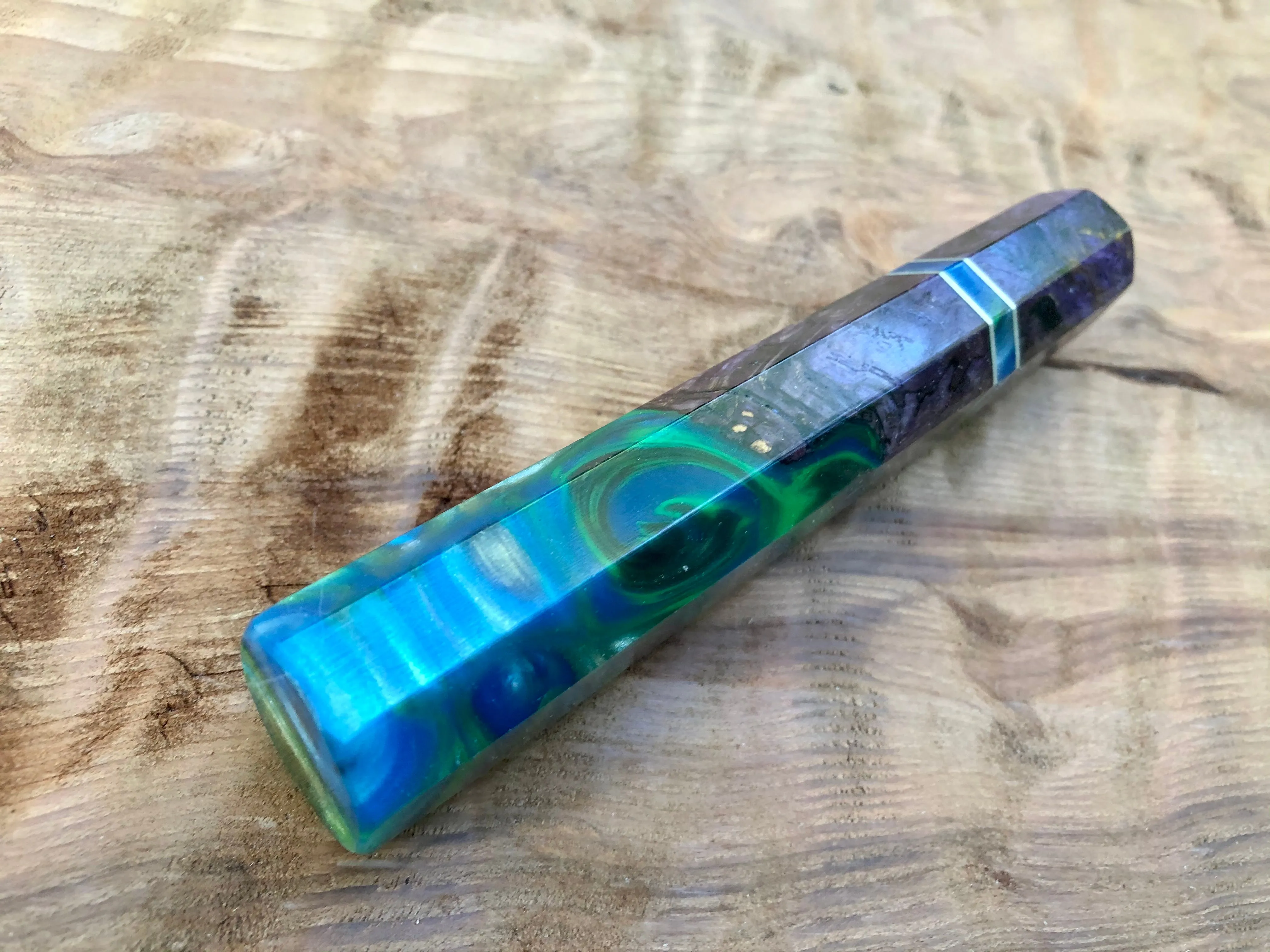 Japanese Knife Handle (Wa Handle) - Hybrid Purple Dyed Box Elder with Resin