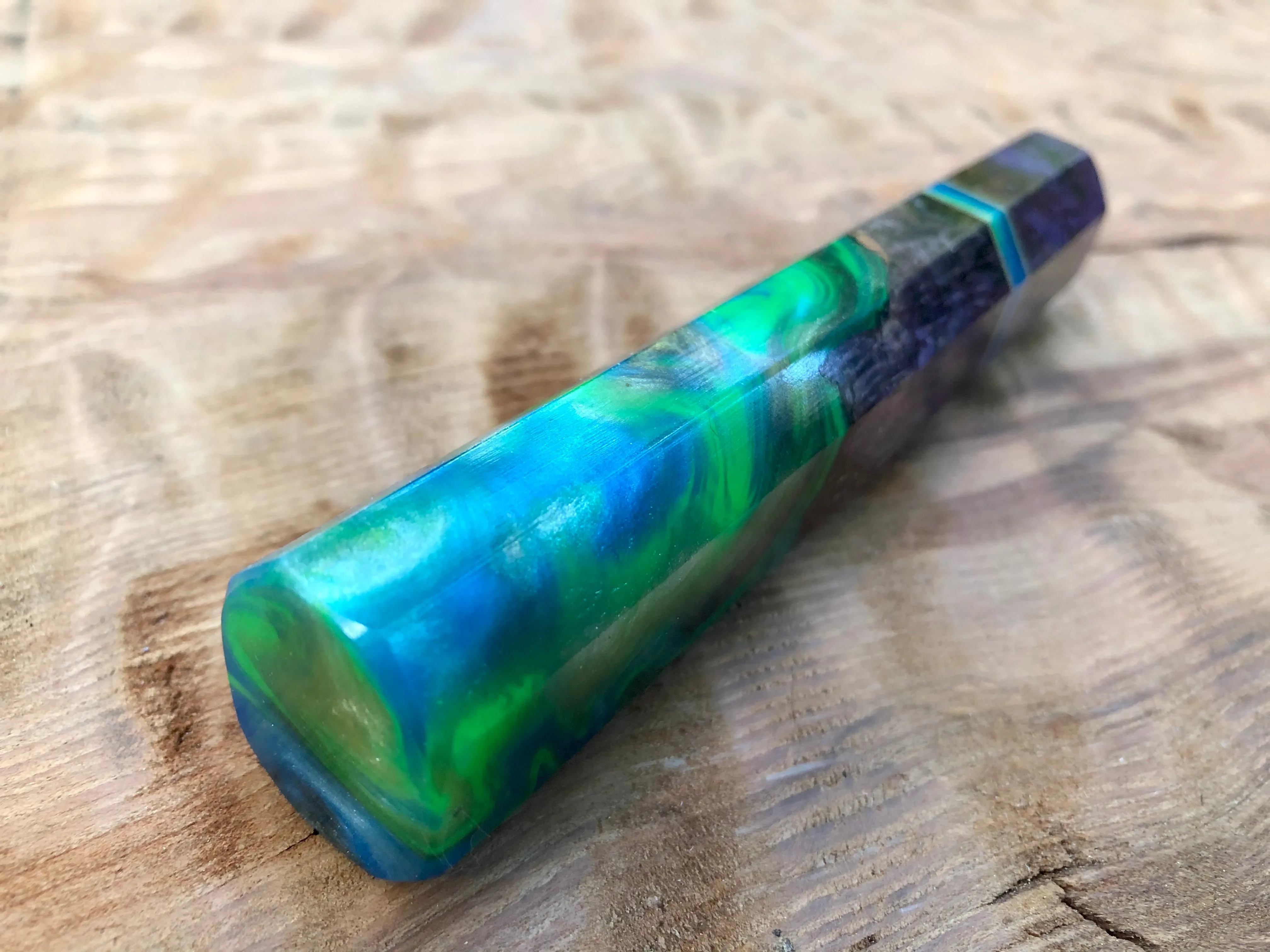 Japanese Knife Handle (Wa Handle) - Hybrid Purple Dyed Box Elder with Resin