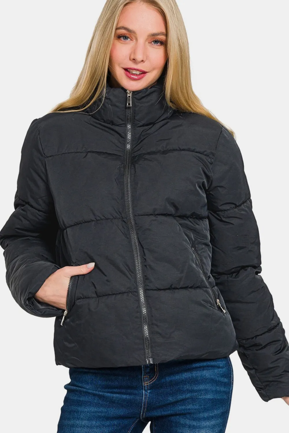 Jasmine Turtleneck Puffer Jacket - Black