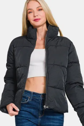 Jasmine Turtleneck Puffer Jacket - Black