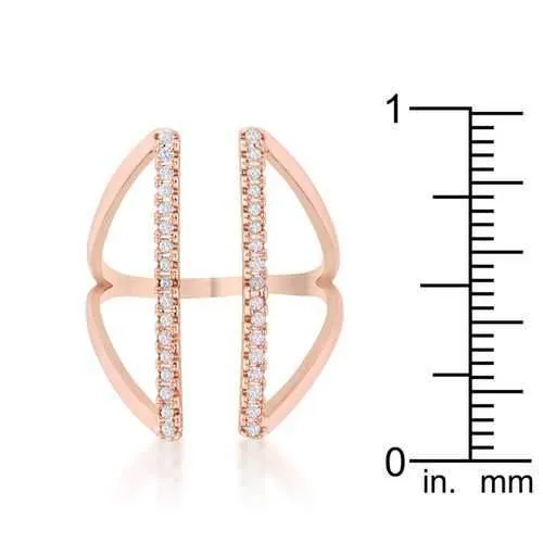 Jena 0.2ct CZ Rose Gold Delicate Parallel Ring