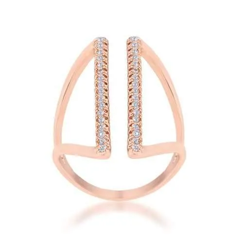 Jena 0.2ct CZ Rose Gold Delicate Parallel Ring