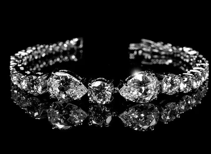 Julian Elegant Pear Cut CZ Statement Bracelet  | 7.5in