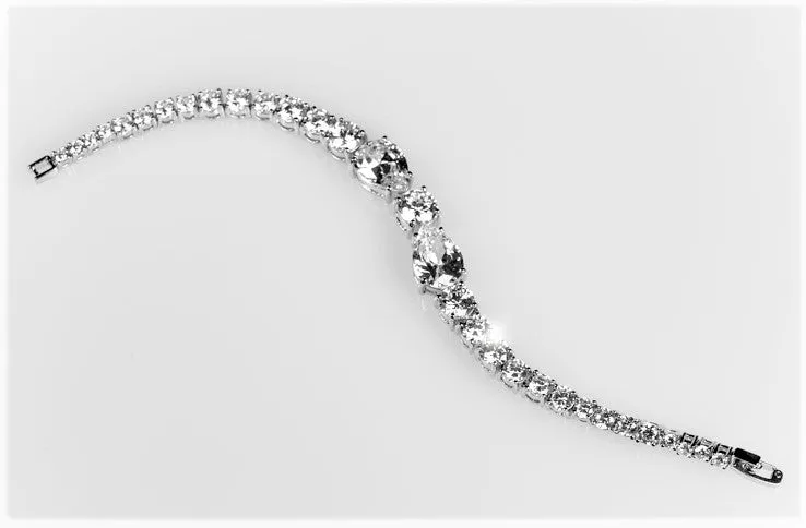 Julian Elegant Pear Cut CZ Statement Bracelet  | 7.5in