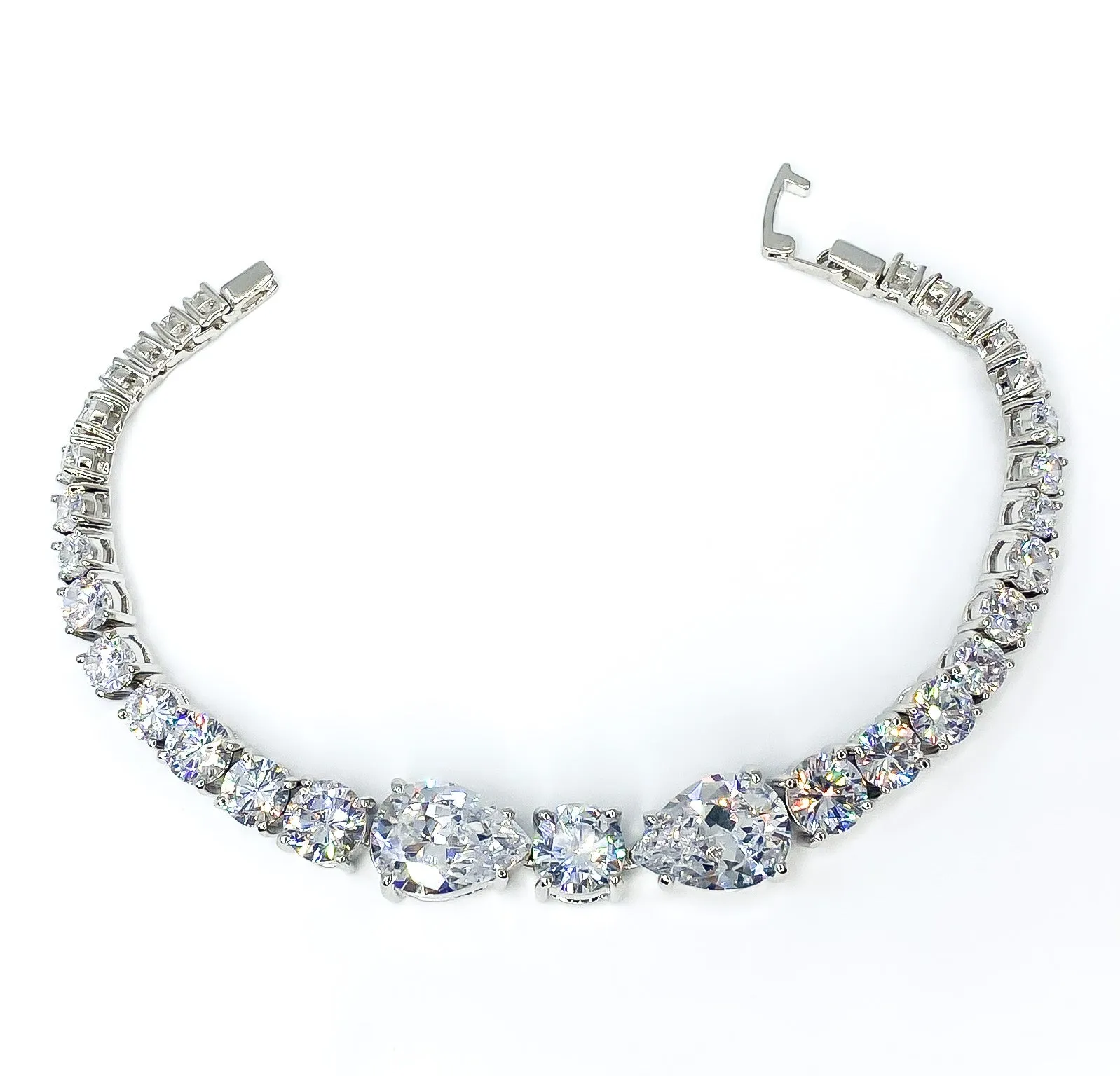 Julian Elegant Pear Cut CZ Statement Bracelet  | 7.5in