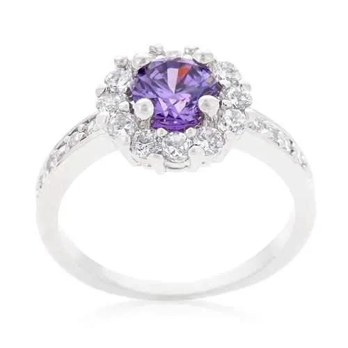 Lavender Halo Engagement Ring