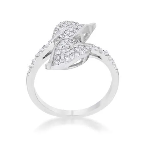 Liana 0.1ct CZ Rhodium Leaf Wrap Ring