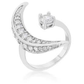 Luna .75ct CZ White Gold Rhodium Delicate Ring