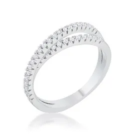 Mara 0.4ct CZ Rhodium Intertwined Simple Ring