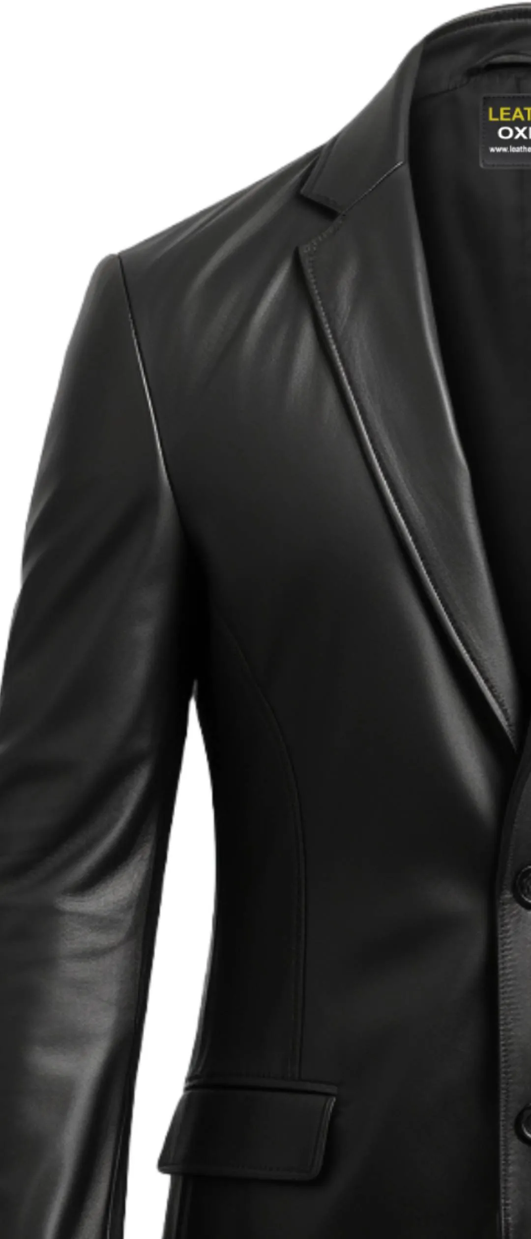 Men Two Button Stylish Leather Black Blazer