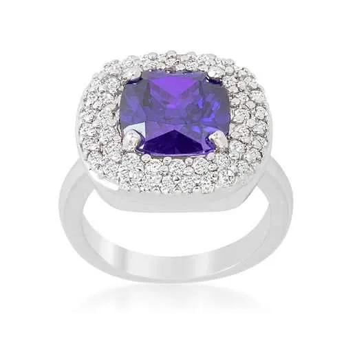 Micropave Purple Bridal Cocktail Ring