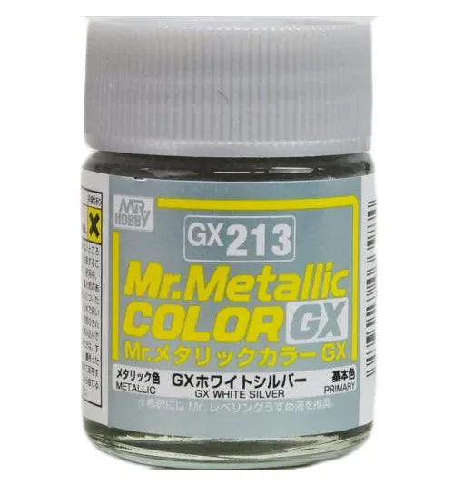 Mr. Hobby GX213 Mr. Metallic Color GX White Silver Lacquer Paint 18ml