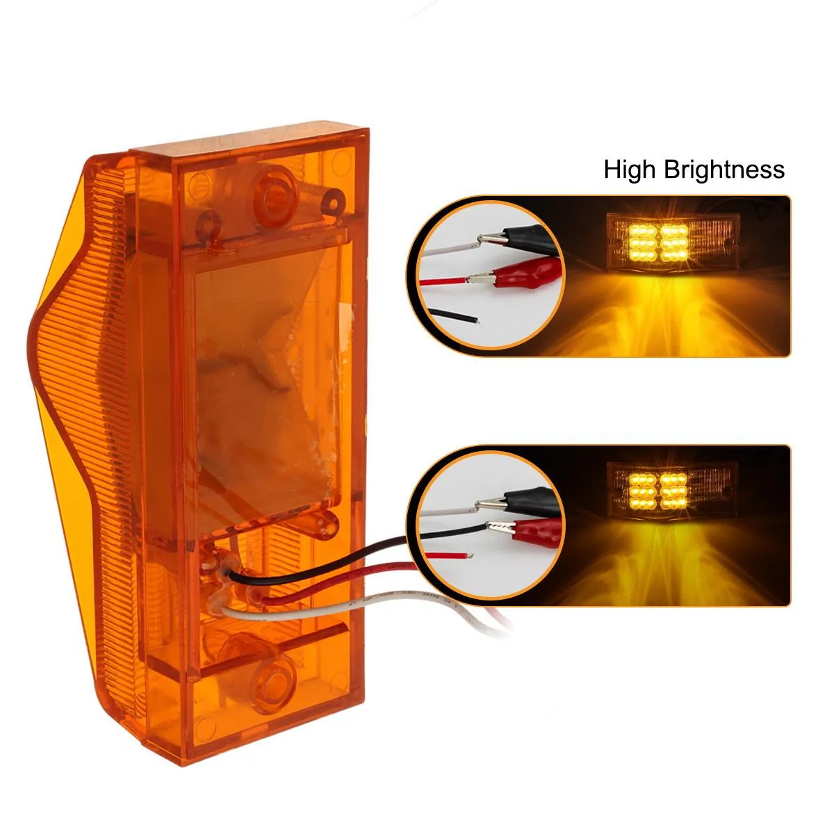 Partsam 2Pcs 6 Inch Amber 18LED Turn Clearance w Reflector Side Turn Signal and Marker Light Replacement for Trucks Cab Sleeper Panel Waterproof Side Surface Mount P/T/C Lights