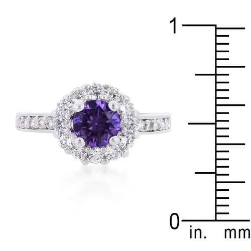 Purple Halo Engagement Ring