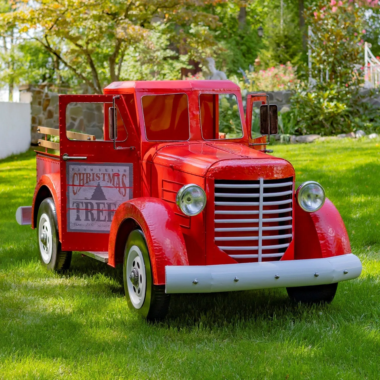 "Charleston" Red Iron Truck with LED Lights and Sign