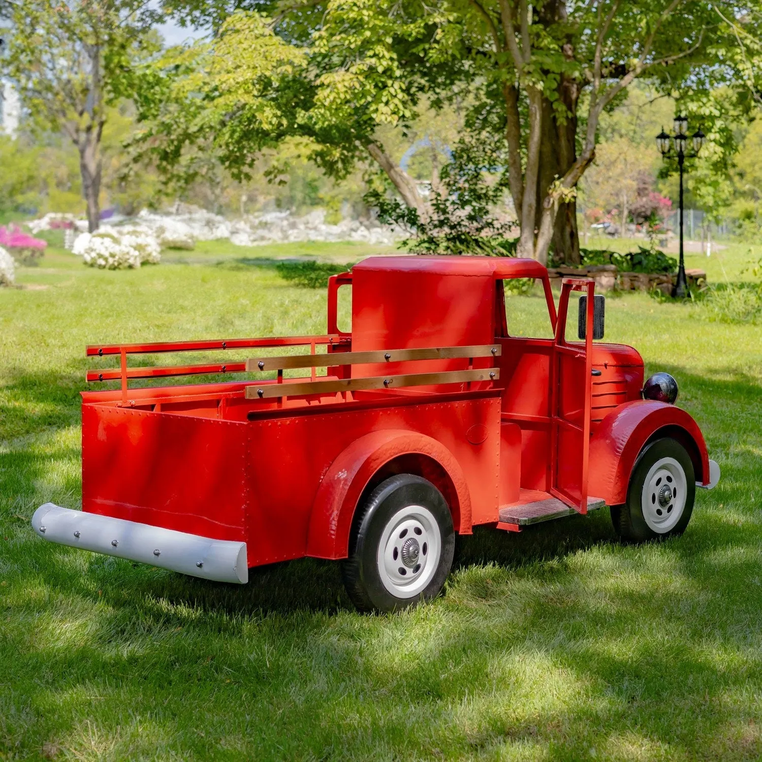 "Charleston" Red Iron Truck with LED Lights and Sign