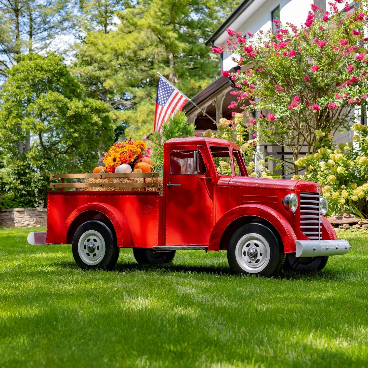 "Charleston" Red Iron Truck with LED Lights and Sign